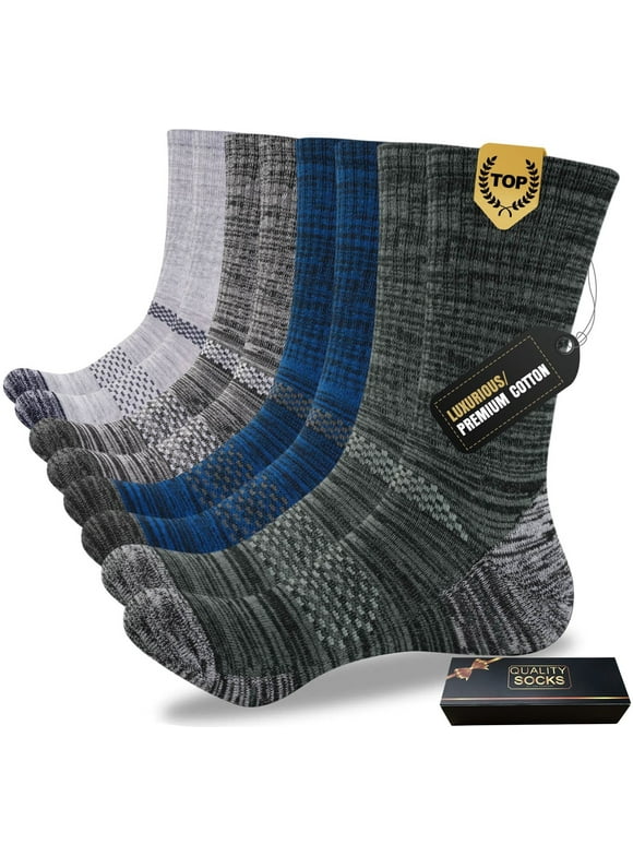 Men's Cushioned Crew Work Socks,Moisture Wicking Athletic Boot Socks for Hiking Sports Running