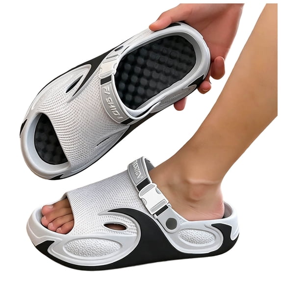 Men's Cushioned Slides Sandals Ultra Comfy Slippers Arch Support Sport Open Toe Shoes for Indoor Outdoor Beach Garden Travel Black Size 8.5