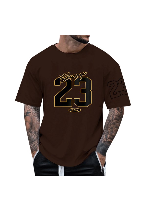 Men's Custom Alphanumeric Print T-Shirt - Round Neck Short Sleeve - Cotton Blend, Personalized Name/Number for Unique Gifts