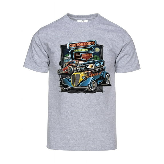 Men's Custom Hot Rods Short-Sleeve T-Shirt - Heather Grey - Medium