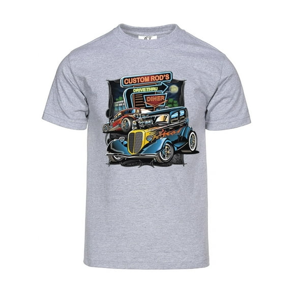 Men's Custom Hot Rods Short-Sleeve T-Shirt - Heather Grey - X-Large
