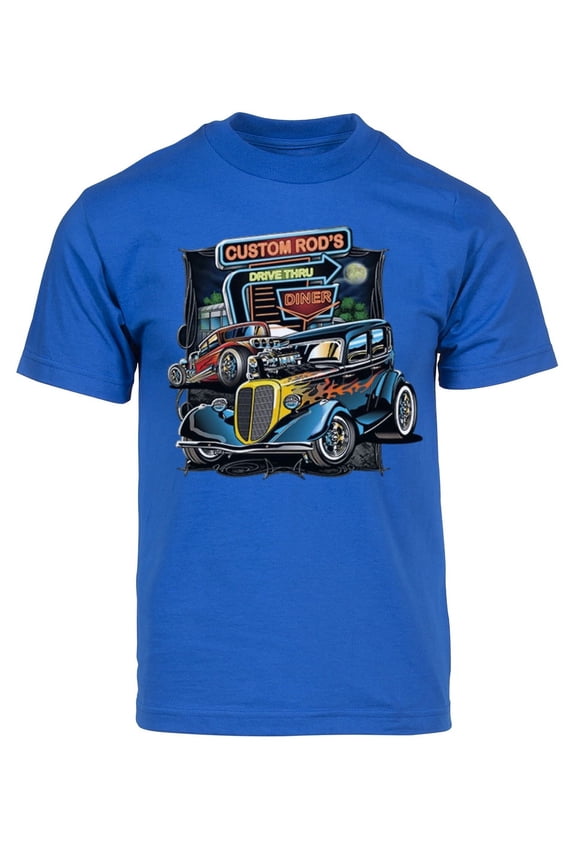 Men's Custom Hot Rods Short-Sleeve T-Shirt - Royal - Small