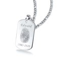 thumbnail image 1 of Men's Custom Necklace Silver Personalized Fingerprint Customized Pendant Necklace Engraved with Any Name and Date Jewelry Gift for Father Son Boyfriend, 1 of 5