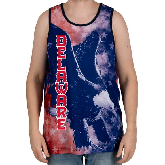 Men's Custom State Americana Tank Top, Eagle Patriotic Muscle Tee from Home Free