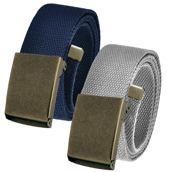 Men's Cut to Fit Waist Size Up to 32" Casual Outdoor 2 Belt Pack with Antique Brass Flip Top Buckle