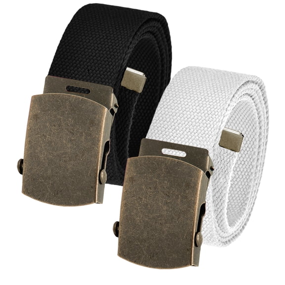 Men's Cut to Fit Waist Size Up to 32" Casual Outdoor 2 Belt Pack with Antique Brass Slider Buckle