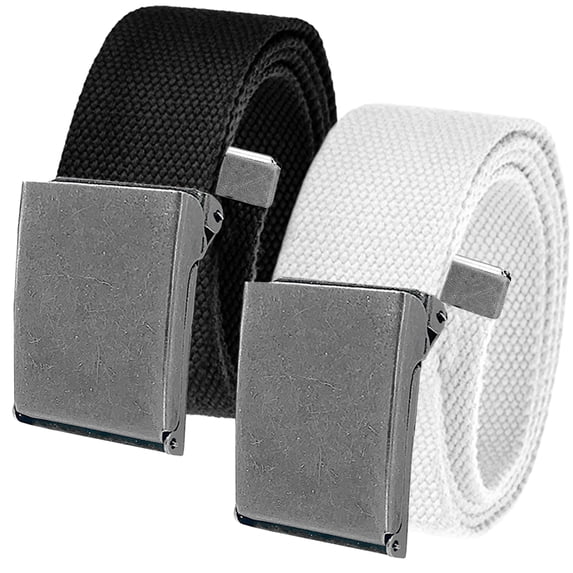Men's Cut to Fit Waist Size Up to 32" Casual Outdoor 2 Belt Pack with Antique Silver Flip Top Buckle