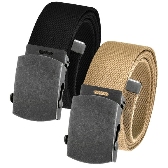 Men's Cut to Fit Waist Size Up to 32" Casual Outdoor 2 Belt Pack with Distressed Silver Slider Buckle