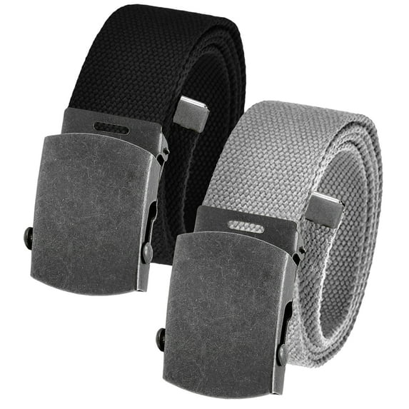 Men's Cut to Fit Waist Size Up to 32" Casual Outdoor 2 Belt Pack with Distressed Silver Slider Buckle