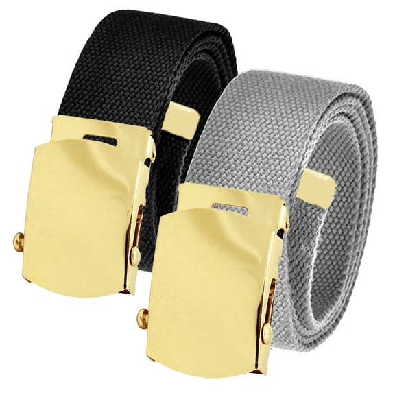 Men's Cut to Fit Waist Size Up to 32" Casual Outdoor 2 Belt Pack with Gold Slider Buckle