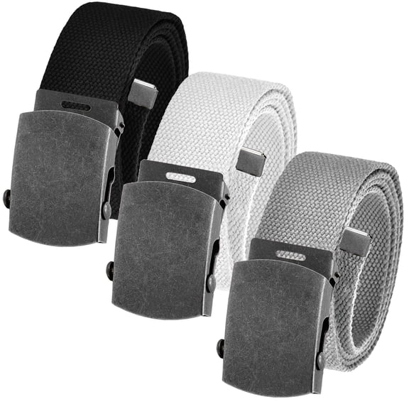 Men's Cut to Fit Waist Size Up to 32" Casual Outdoor 3 Belt Pack with Distressed Silver Slider Buckle