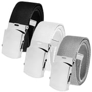 Mens Cut to Fit Waist Size Up to 32" Casual Outdoor 3 Belt Pack with Silver Slider Buckle
