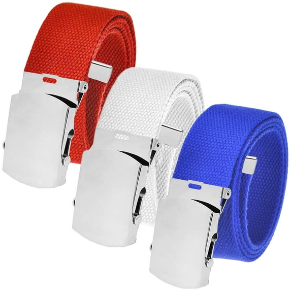 Men's Cut to Fit Waist Size Up to 32" Casual Outdoor 3 Belt Pack with Silver Slider Buckle