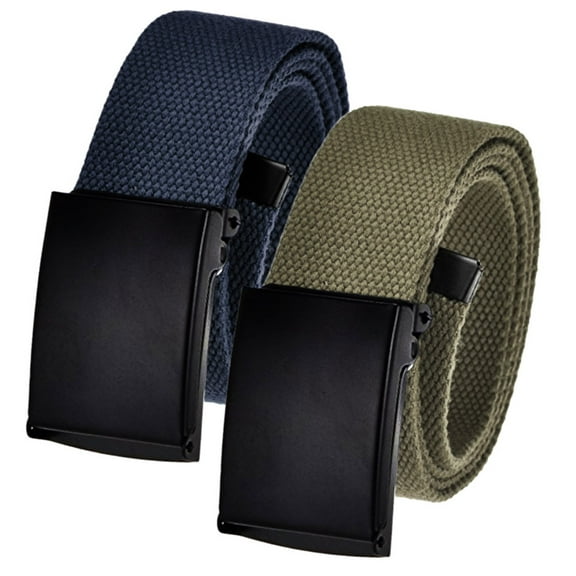 Men's Cut to Fit Waist Size Up to 36" Casual Outdoor 2 Belt Pack with Black Military Flip Top Buckle