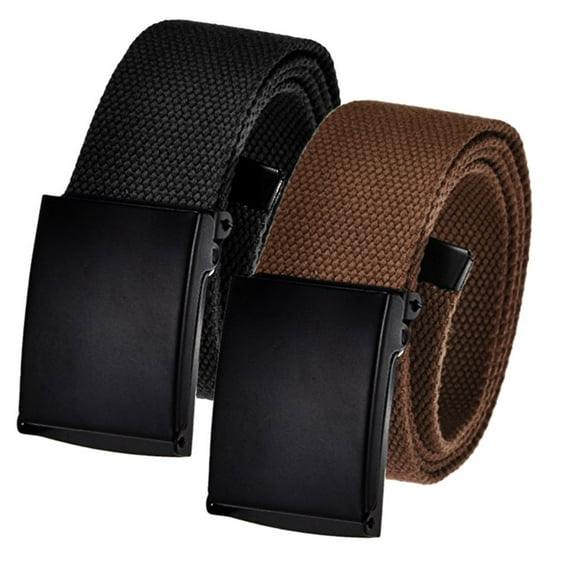 Men's Cut to Fit Waist Size Up to 36" Casual Outdoor 2 Belt Pack with Black Military Flip Top Buckle