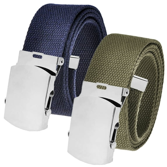 Men's Cut to Fit Waist Size Up to 36" Casual Outdoor 2 Belt Pack with Silver Slider Buckle