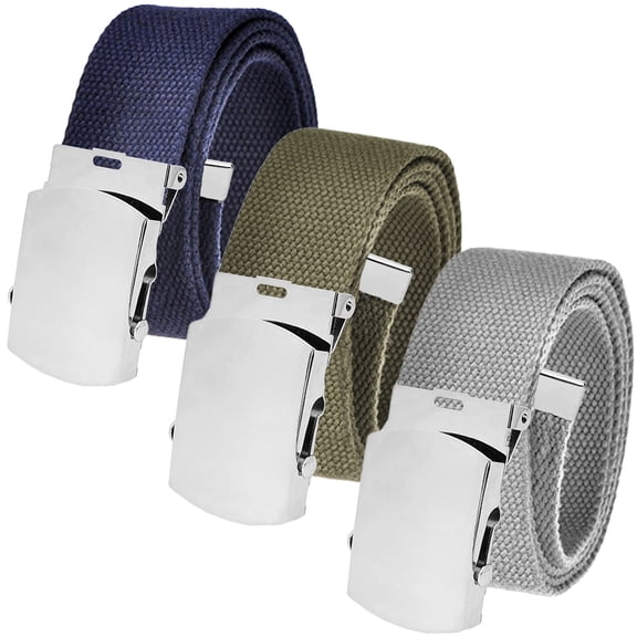 Men's Cut to Fit Waist Size Up to 36" Casual Outdoor 3 Belt Pack with Silver Slider Buckle