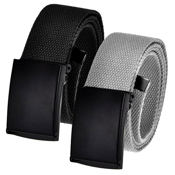 Men's Cut to Fit Waist Size Up to 50" Casual Outdoor 2 Belt Pack with Black Military Flip Top Buckle