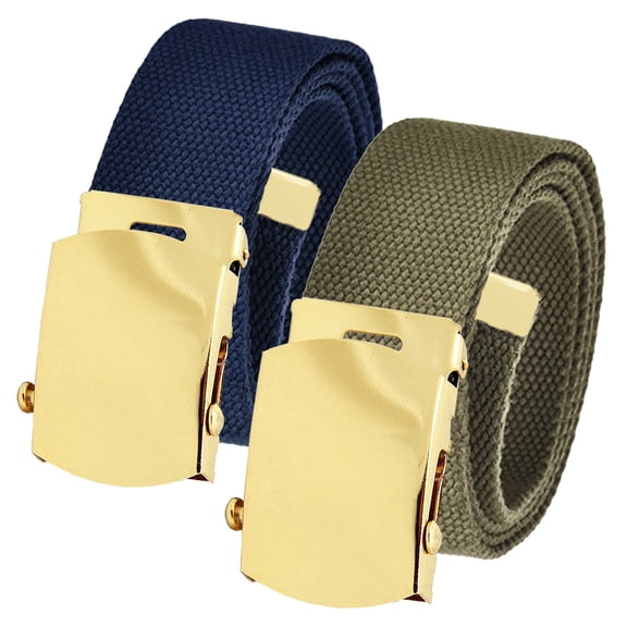Men's Cut to Fit Waist Size Up to 50" Casual Outdoor 2 Belt Pack with Gold Slider Buckle