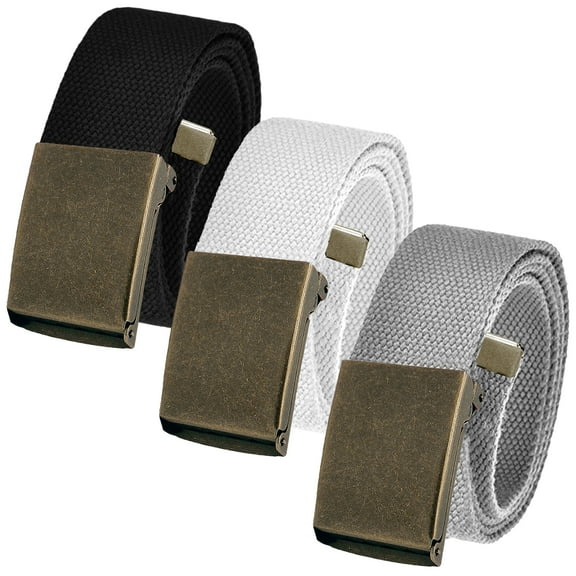 Men's Cut to Fit Waist Size Up to 50" Casual Outdoor 3 Belt Pack with Antique Brass Flip Top Buckle