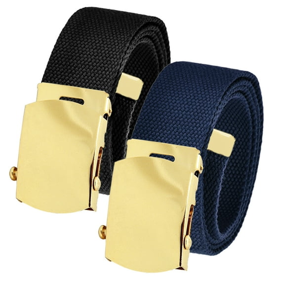 Men's Cut to Fit Waist Size Up to 70" Casual Outdoor 2 Belt Pack with Gold Slider Buckle