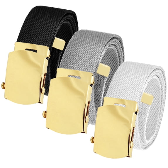Men's Cut to Fit Waist Size Up to 70" Casual Outdoor 3 Belt Pack with Gold Slider Buckle