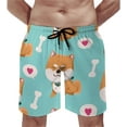 Men's Cute Dog Heart Print Swim Trunks Quick Dry Swim Shorts Bathing