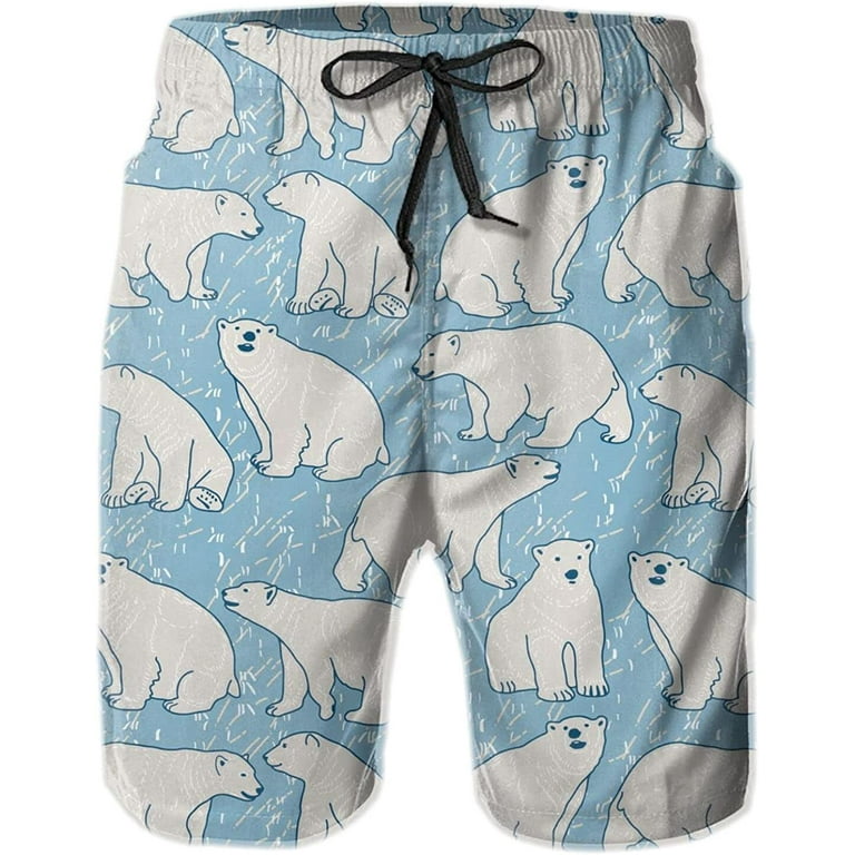 Taomei Men s Cute Polar Bear Swim Trunks Quick Dry Swim Shorts Print Beach Board Shorts Swimwear S 3xl