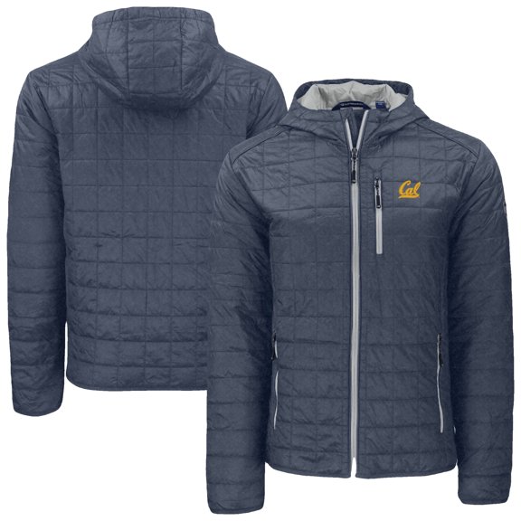 Men's-Cutter & Buck Anthracite Cal Bears Rainier Eco PrimaLoft Hooded Full-Zip Jacket