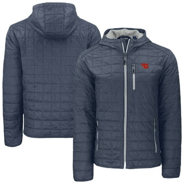 Men's-Cutter & Buck  Anthracite Dayton Flyers Rainier Eco PrimaLoft Hooded Full-Zip Jacket