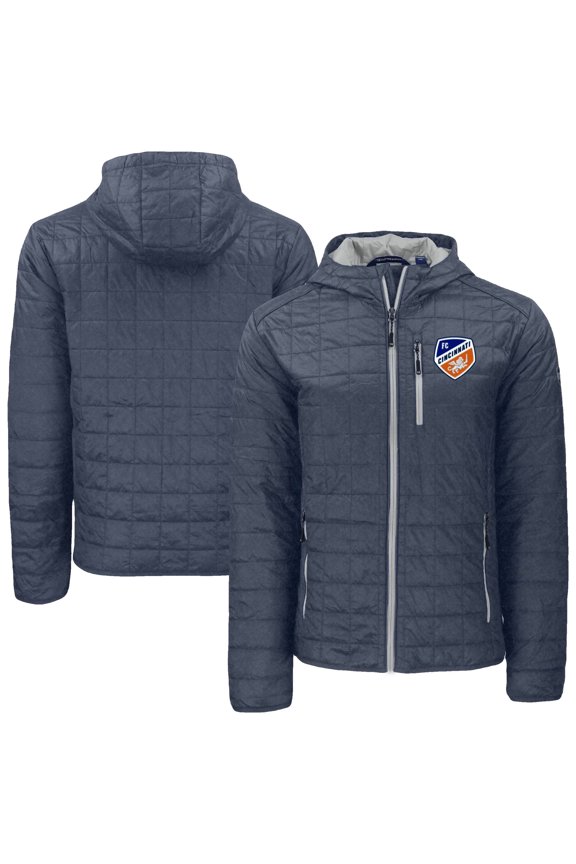 Men's-Cutter & Buck Anthracite FC Cincinnati Rainier Primaloft Eco Full-Zip Hooded Jacket