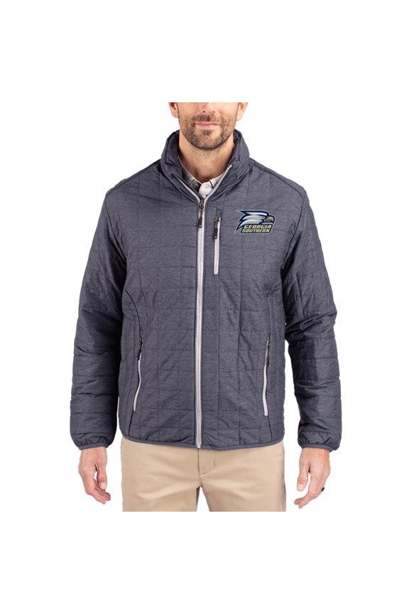 Men's-Cutter & Buck  Anthracite Georgia Southern Eagles Rainier Eco Insulated PrimaLoft Full-Zip Puffer Jacket