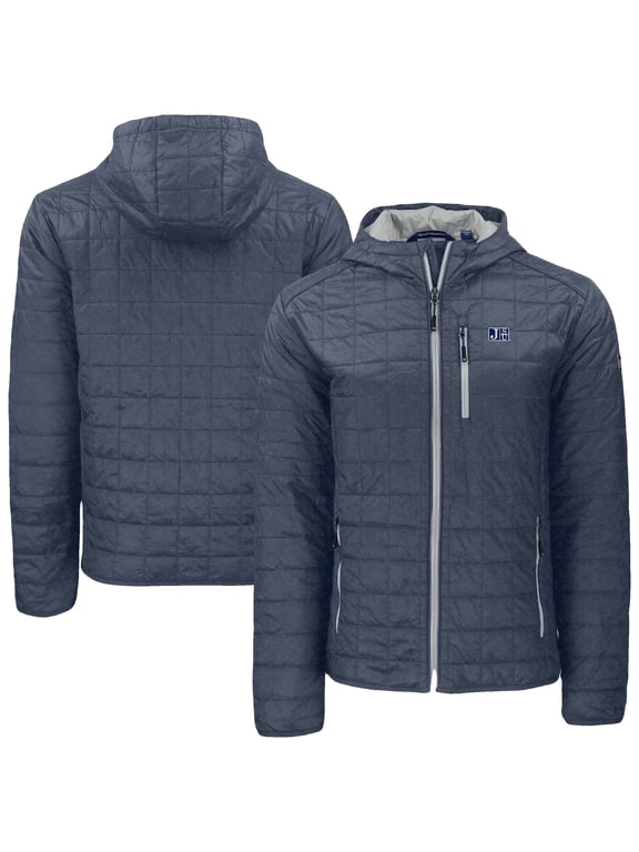 Men's-Cutter & Buck Anthracite Jackson State Tigers Rainier Eco PrimaLoft Hooded Full-Zip Jacket