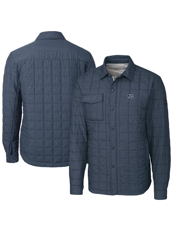Men's-Cutter & Buck Anthracite Jackson State Tigers Ranier Eco Insulated PrimaLoft Full-Snap Shacket