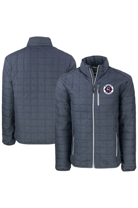 Men's Cutter & Buck Anthracite New England Revolution Rainier PrimaLoft Eco Insulated Puffer Full-Zip Jacket