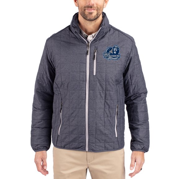 Men's-Cutter & Buck  Anthracite Old Dominion Monarchs Rainier Eco Insulated PrimaLoft Full-Zip Puffer Jacket