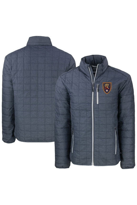 Men's-Cutter & Buck Anthracite Real Salt Lake Big & Tall Rainier PrimaLoft Eco Insulated Full-Zip Puffer Jacket