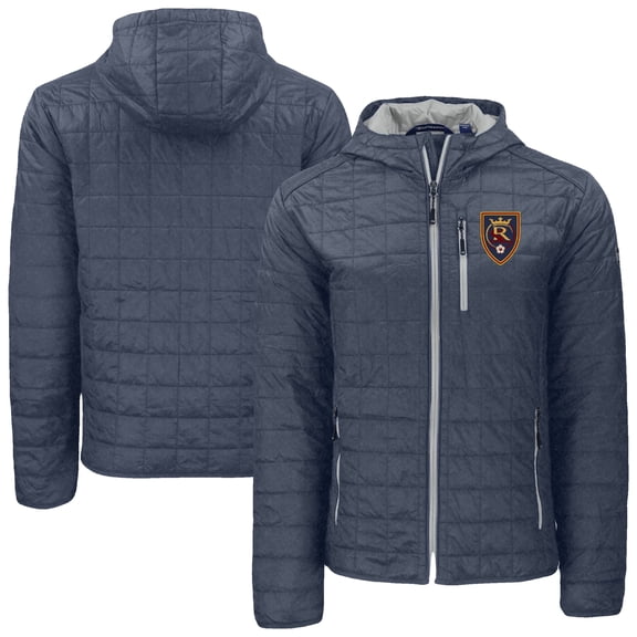 Men's-Cutter & Buck Anthracite Real Salt Lake Rainier Primaloft Eco Full-Zip Hooded Jacket