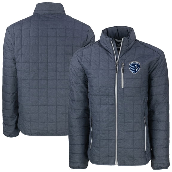 Men's-Cutter & Buck  Anthracite Sporting Kansas City Rainier PrimaLoft Eco Insulated Full-Zip Puffer Jacket