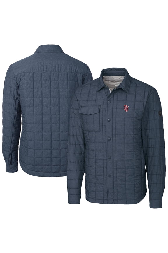 Men's-Cutter & Buck Anthracite St. John's Red Storm Ranier Eco Insulated PrimaLoft Full-Snap Shacket