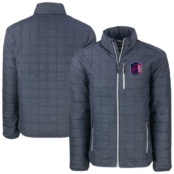 Men's-Cutter & Buck Anthracite St. Louis City SC Rainier PrimaLoft Eco Insulated Full-Zip Puffer Jacket