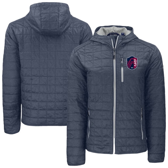 Men's-Cutter & Buck Anthracite St. Louis City SC Rainier Primaloft Eco Full-Zip Hooded Jacket
