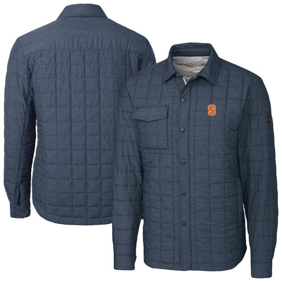Men's-Cutter & Buck Anthracite Syracuse Orange Ranier Eco Insulated PrimaLoft Full-Snap Shacket