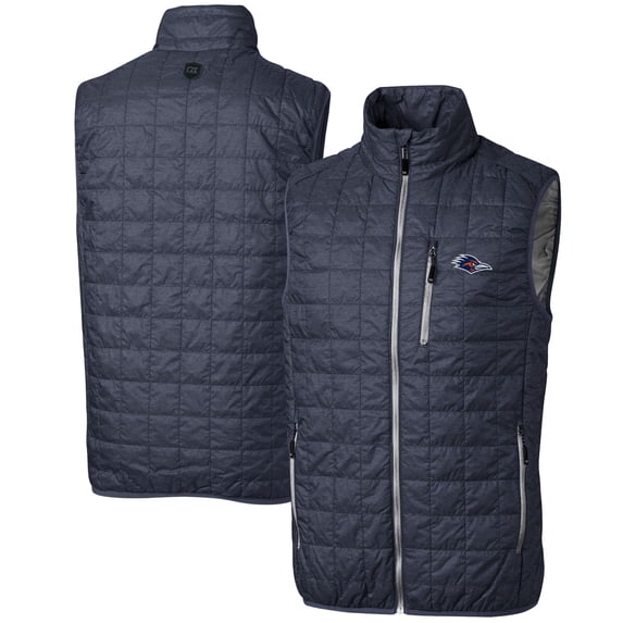 Men's Cutter & Buck Anthracite UTSA Roadrunners Rainier PrimaLoft Eco Insulated Full-Zip Puffer Vest