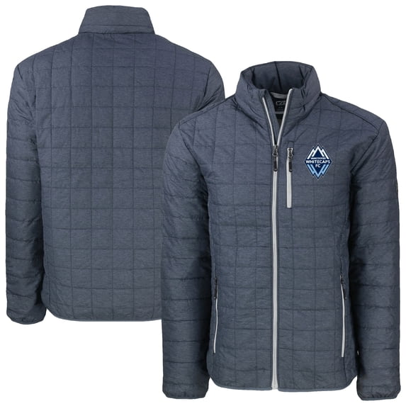 Men's-Cutter & Buck Anthracite Vancouver Whitecaps FC Big & Tall Rainier PrimaLoft Eco Insulated Full-Zip Puffer Jacket