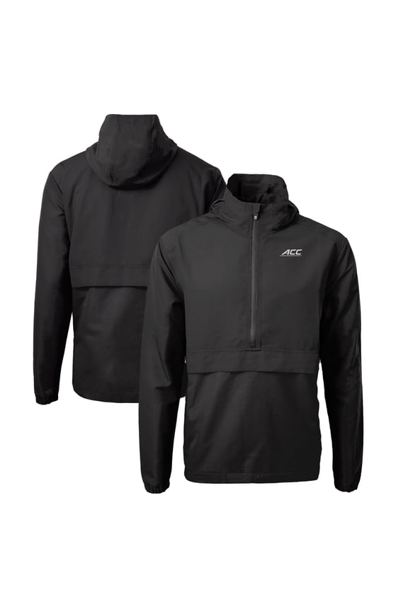 Men's Cutter & Buck Black ACC Gear Charter Eco Recycled Anorak Half-Zip Jacket