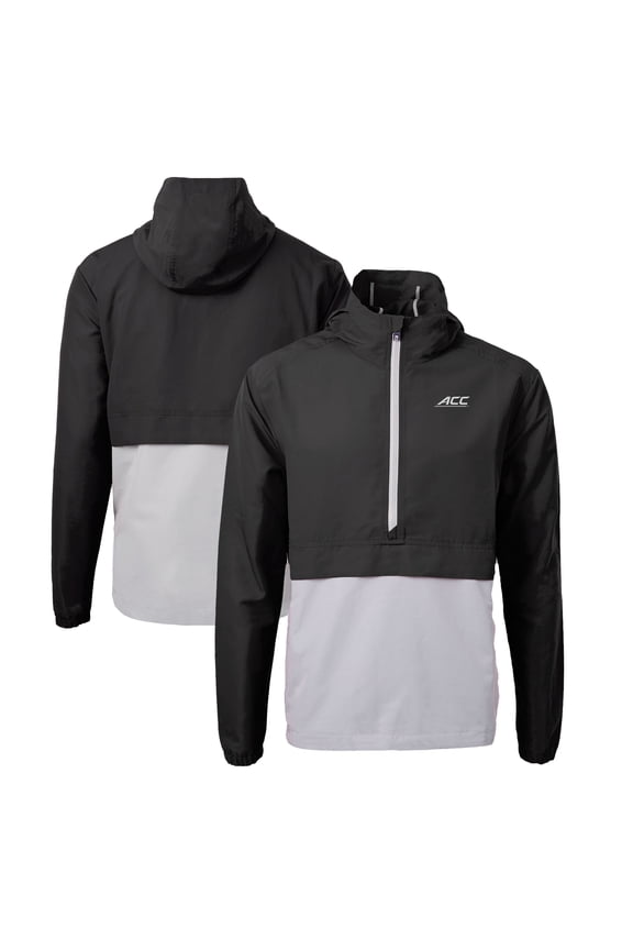 Men's Cutter & Buck Black ACC Gear Charter Eco Recycled Anorak Half-Zip Jacket