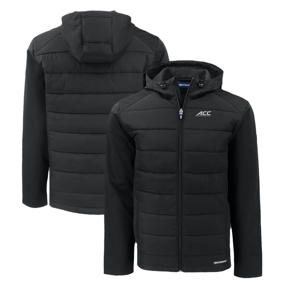 Men's Cutter & Buck Black ACC Gear Evoke Hybrid Eco Softshell Recycled Full-Zip Hoodie