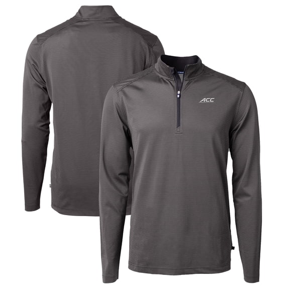 Men's Cutter & Buck Black ACC Gear Virtue Eco Pique Micro Stripe Recycled Polo
