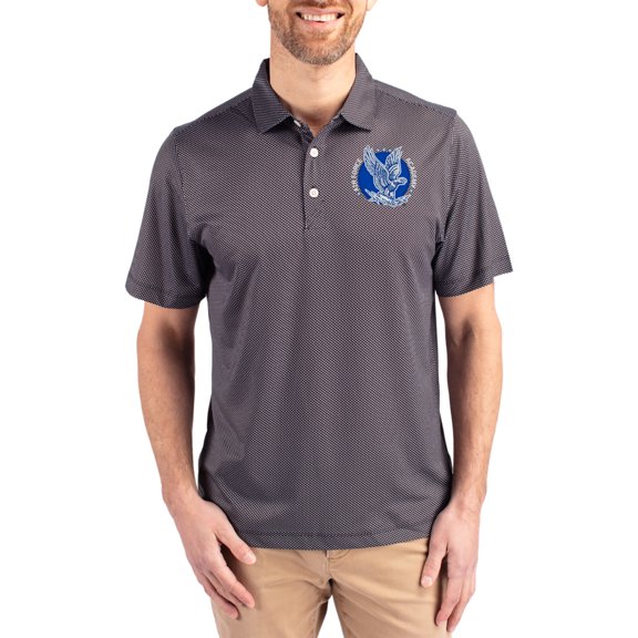 Men's Cutter & Buck Black Air Force Falcons Pike Eco Symmetry Print Stretch Polo